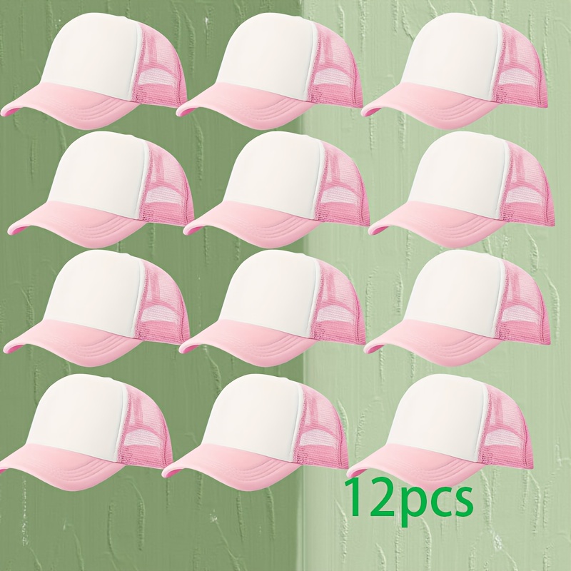12pcs Custom DIY Pattern Printed Mesh Baseball Caps, Fashionable Style