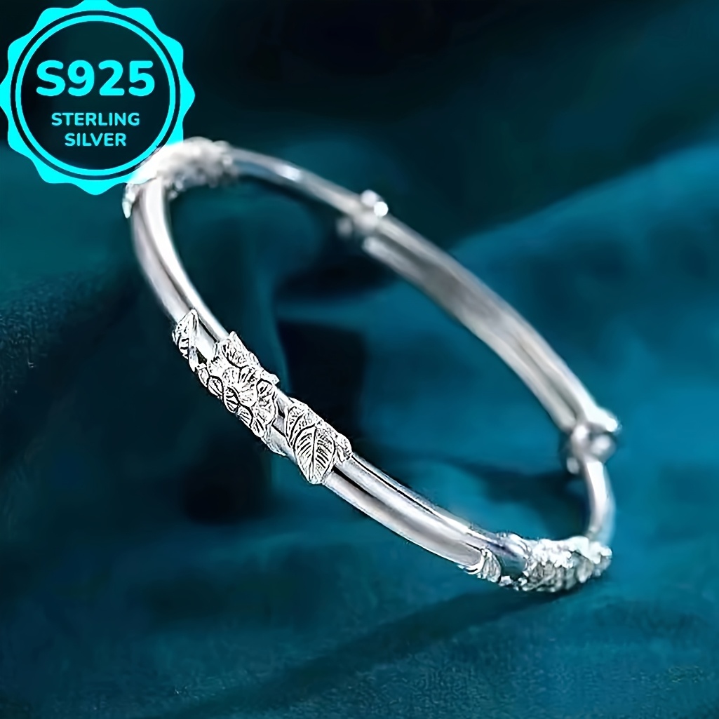 Adjustable S925 Silver Floral Bracelet, Perfect Gift