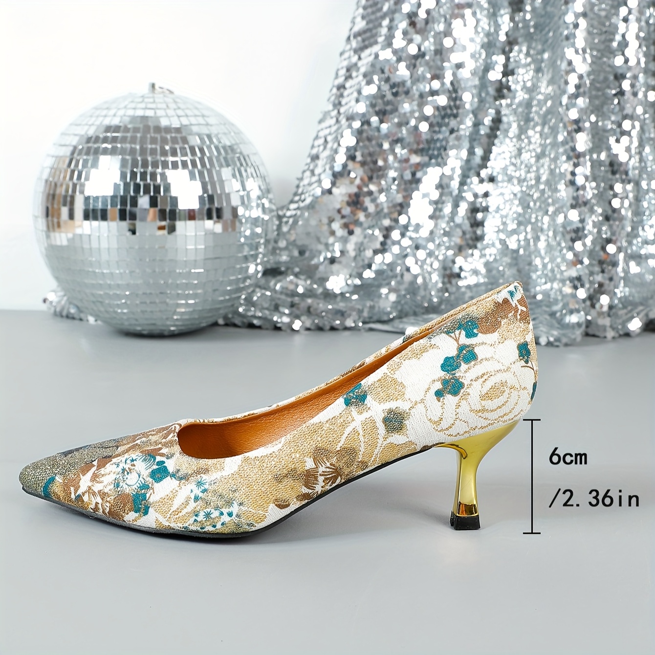 women's pointed toe stiletto heels floral accents high Temu