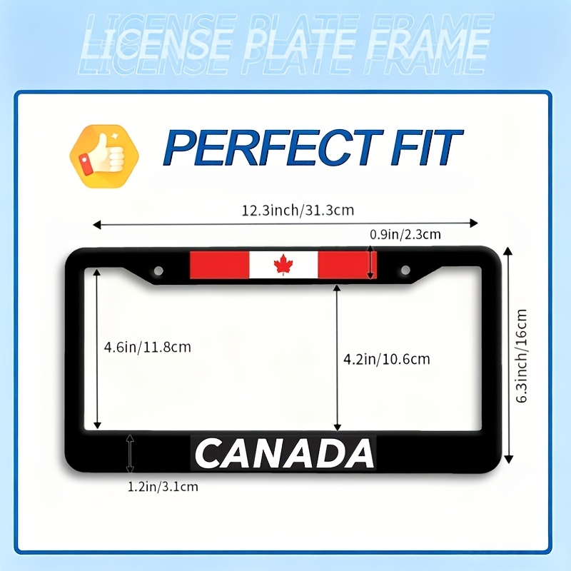 TEMU 1pc Aluminum License Plate Frame Featuring Canada Text With Leaf Flag, Durable And Exquisite Metal Frame Decoration, Suitable As A Birthday Gift
