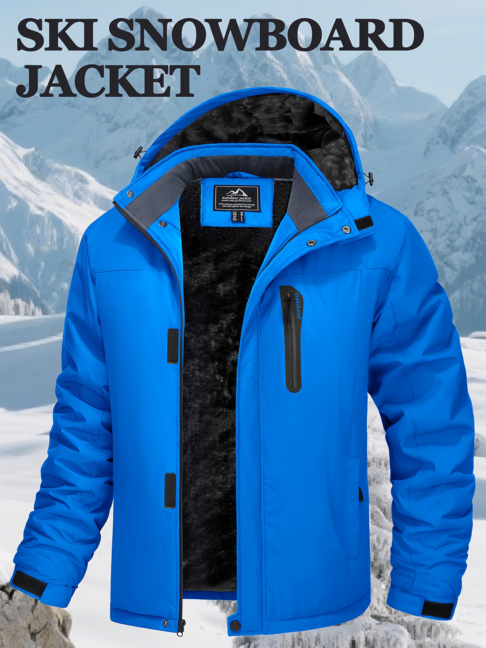 Men's Windproof Fleece Lined Ski Snowboard Jacket