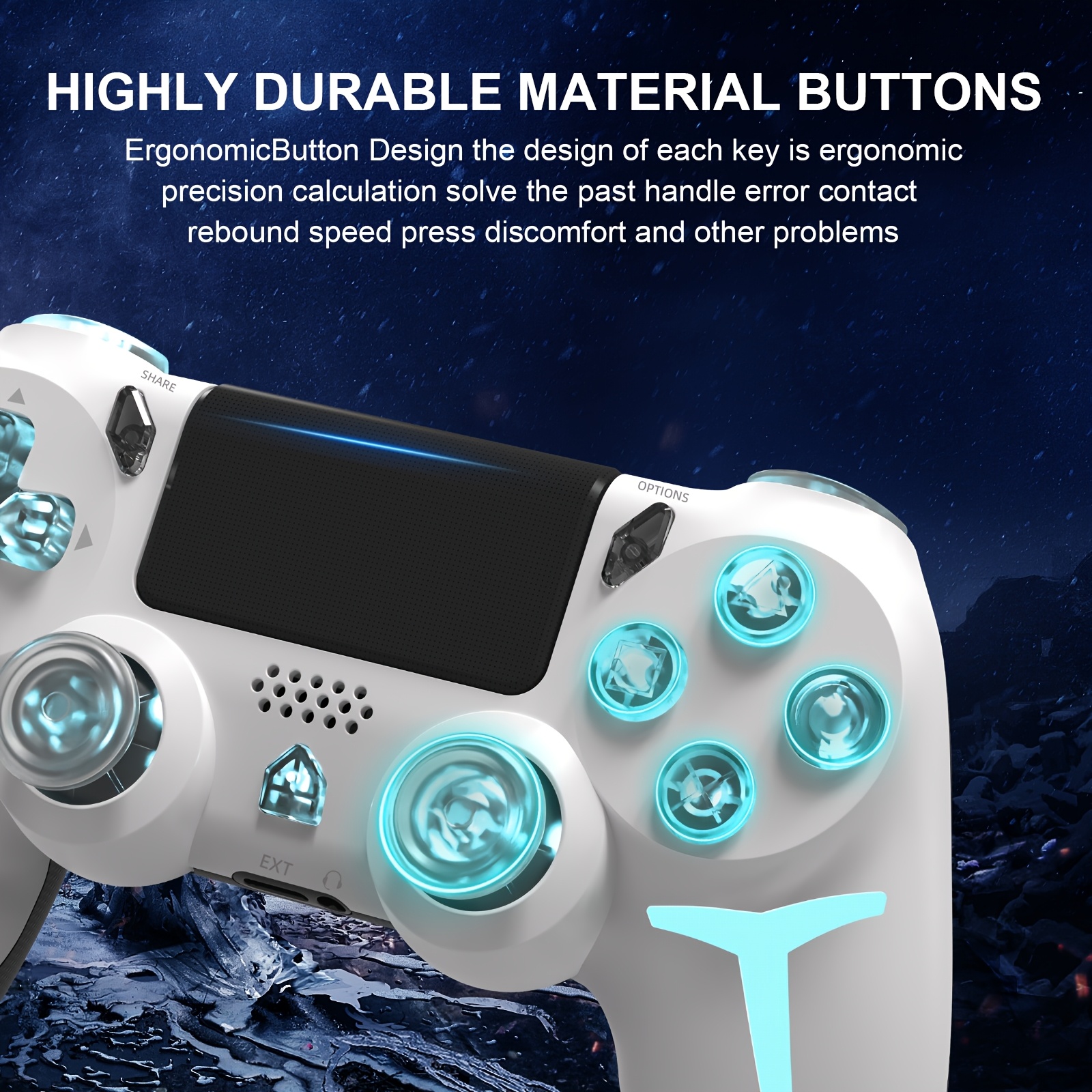 Upgraded P4 Game Controller with Lights, Long Battery Life, Touch Screen, And Six-Axis Vibration, Compatible with P3/P4/PC.