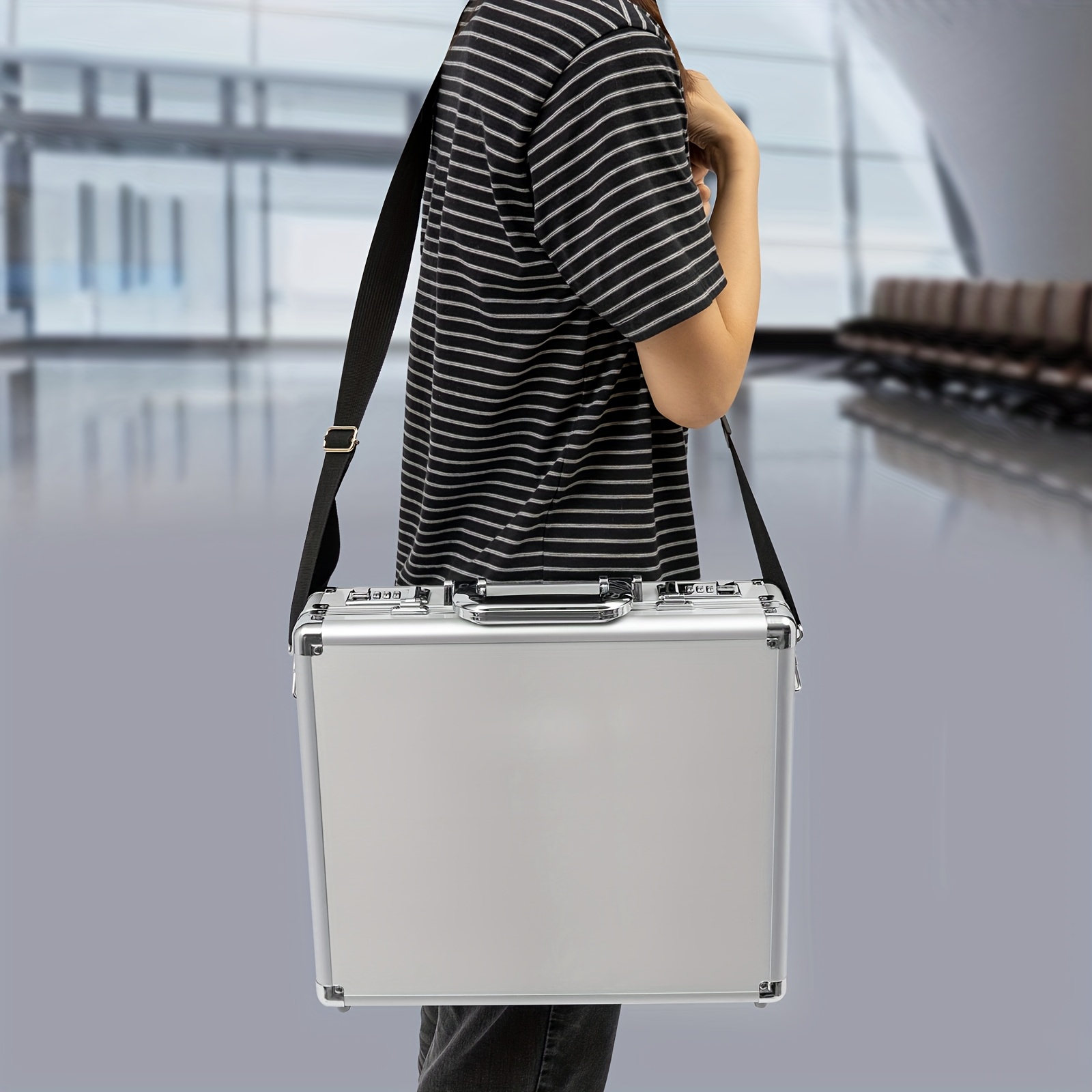 Black Aluminum Briefcase Executive Aluminium Hard Case Business