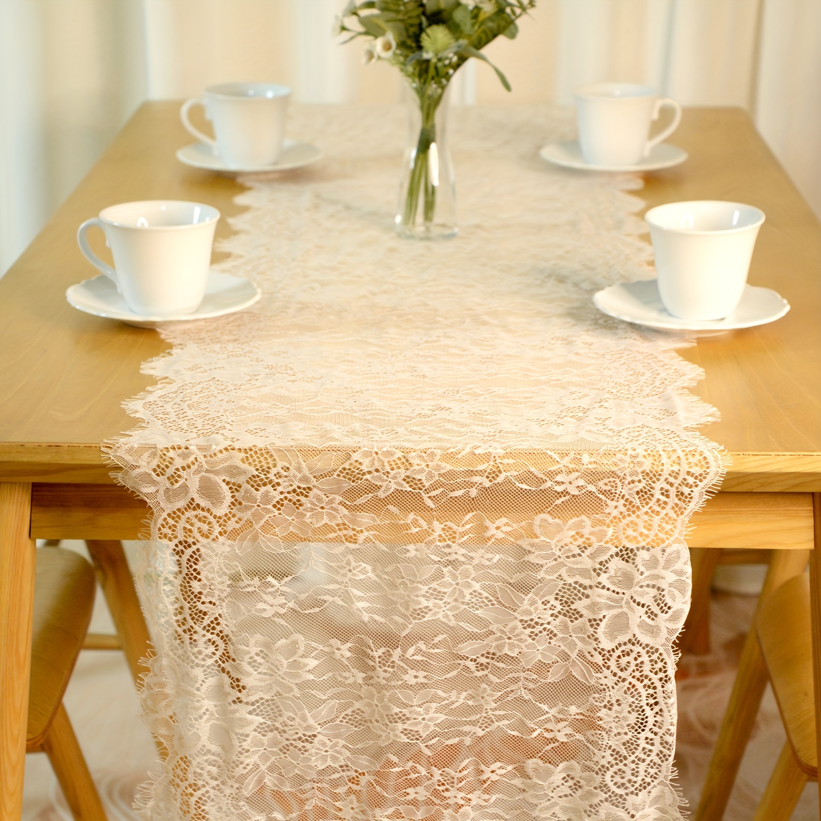 1pc, Vintage Lace Tablecloth, Modern Polyester Fiber Kitchen Table Cover, Rustic Wedding Table Cloth, Farmhouse Party Home Decor, Wedding Party Decoration
