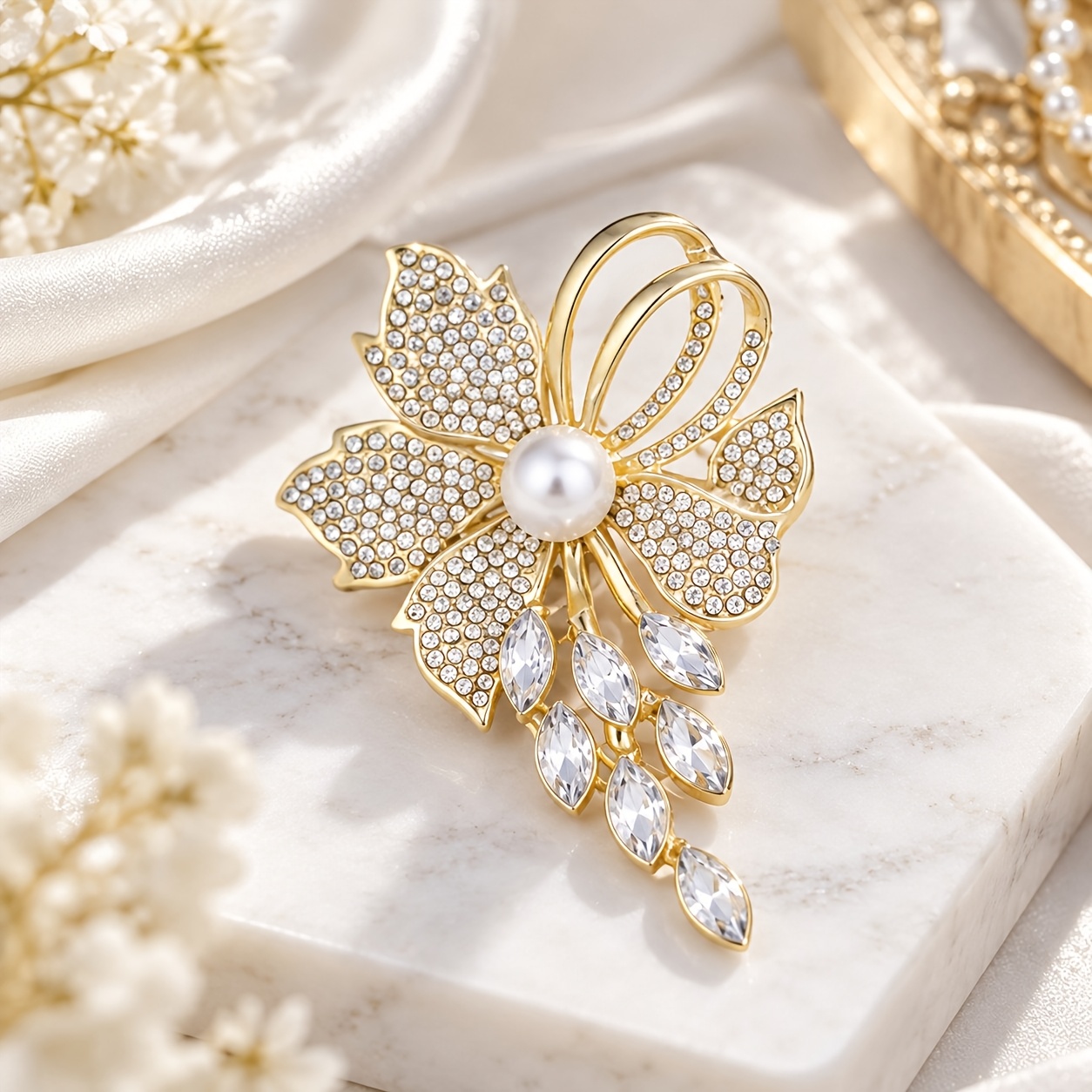 TEMU broche de perla de , exquisito y de para mujer, flor de pecho para camisa de traje, lujoso, accesorios de alfiler
