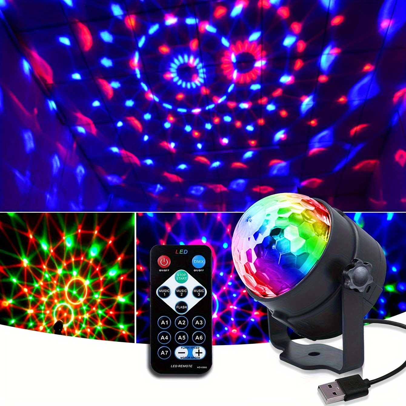 Colorful Auto Rotating Magic Ball Light Multi Crystal Disco Light E27 Bulb  for Disco Birthday Halloween