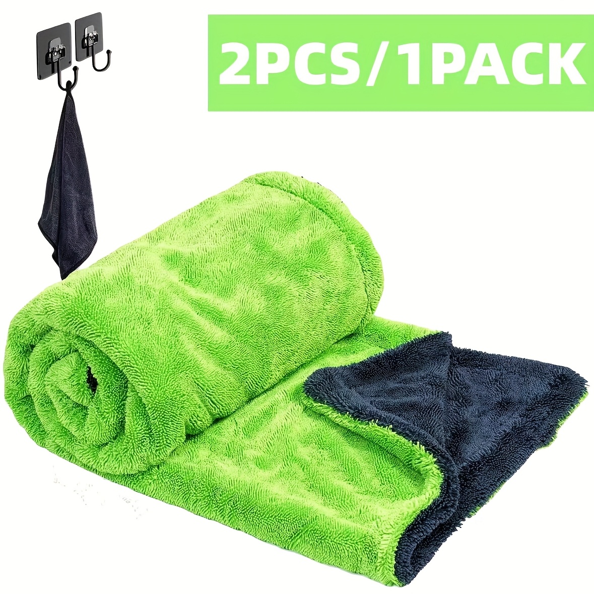 E-shop 2 Stück Auto-Trockentücher 36x24 Zoll & 11,8x11,8 Zoll, 1400 GSM Mikrofaser-Autotücher, kratzfreie, super saugfähige gedrehte