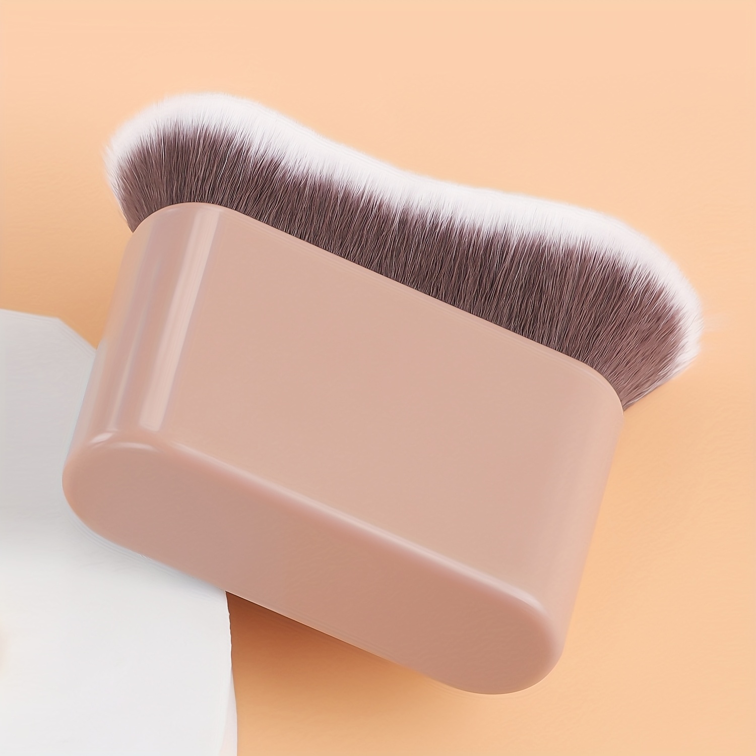 Brown - Foundation Portable Wavy Flat Brush Face Brush, Soft And Close To , For Personal Use Or As A Gift For