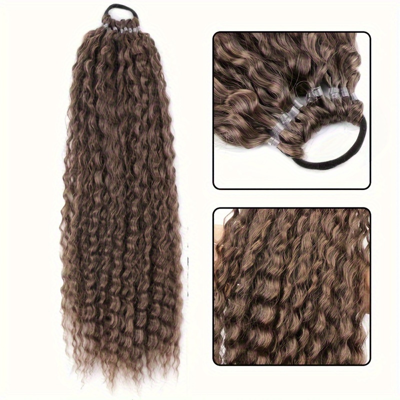 TEMU Women's Afro Curly Ponytail Extension - 20 Inch Synthetic Kinky Wrap Around Long Hairpiece With Tie - Basics Style, Suitable For All Women