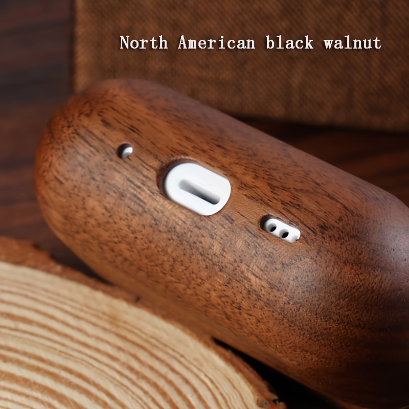 A Protective Case for Airpods, Compatible with Models 1, 2, 3, 4, And Pro 2, Made of Wood And Designed for Wireless Headphones. It Includes a Lanyard And Offers a Variety of Wood Options, Making It a Great Holiday Gift