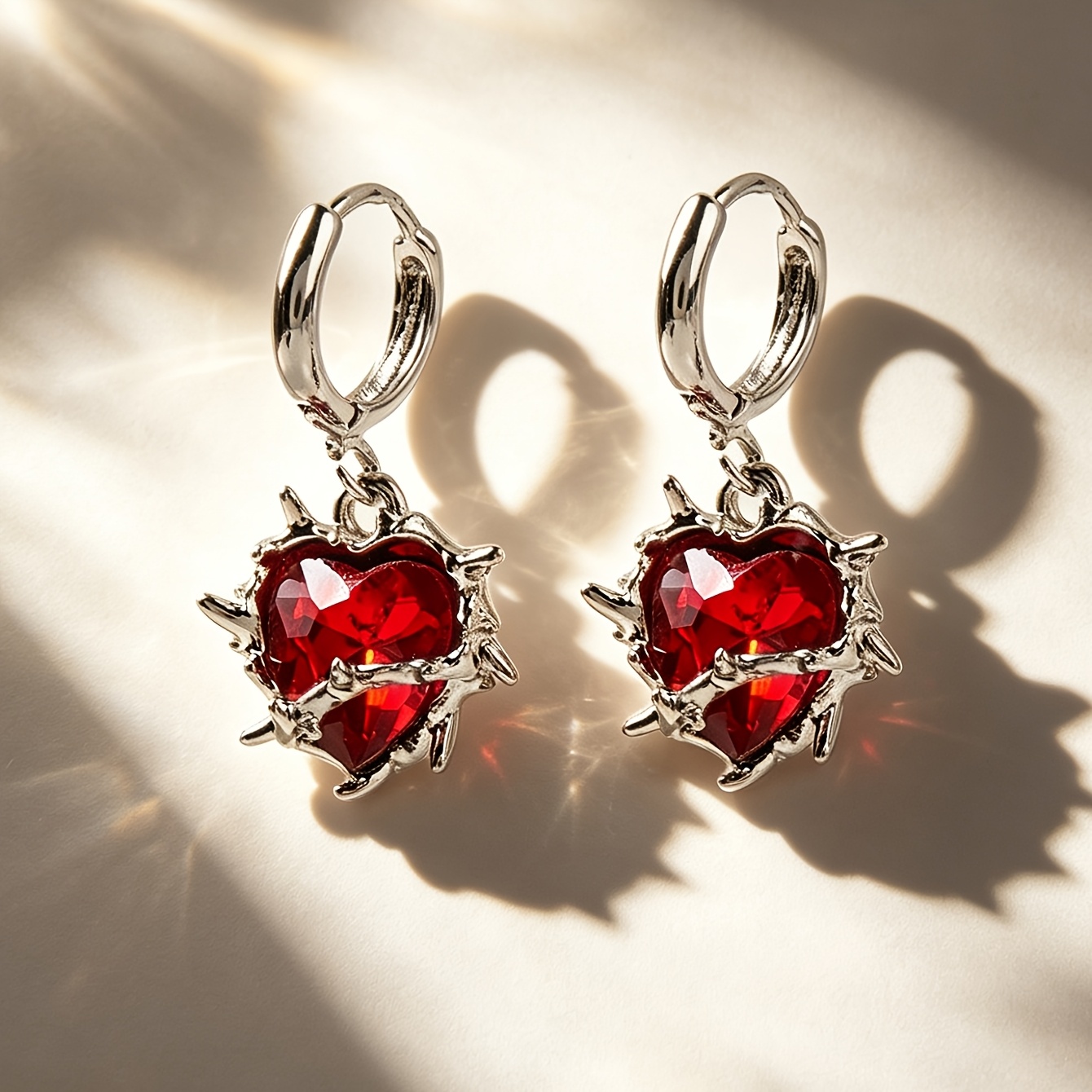 Gothic-inspired Vintage Heart Glass Drop Earrings With Copper Clasp - Nickel-free, Perfect For Daily Wear & Halloween Gifts