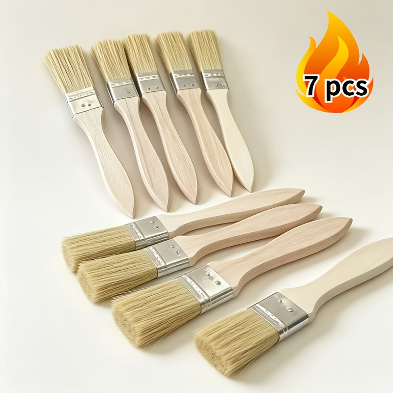 TEMU Set di 7 pennelli multifunzionali con in legno da 1 pollice, adatti per la pittura su grandi aree di artigianato , colla e vernice. � uno