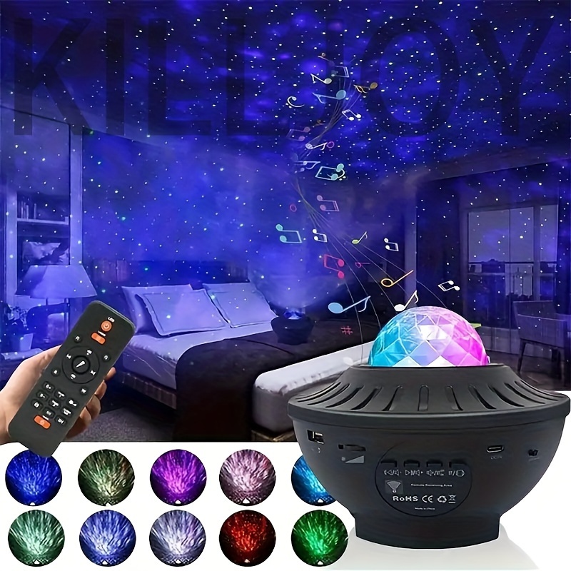  Dongzhen Proyector de galaxia, proyector de ondas oceánicas,  proyector de luz nocturna estrellada 3 en 1 para dormitorio con nube de  nebulosa LED y altavoz de música Bluetooth como regalo, decoración 