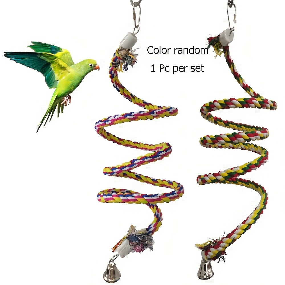 Image of Manufacturer Hot Selling Parrot Climbing Rope Color Rope Bird Biting Equipment Standing Pole Bird Swing Toy Dia 1.5 +-0.3cm X L160cm Random Color