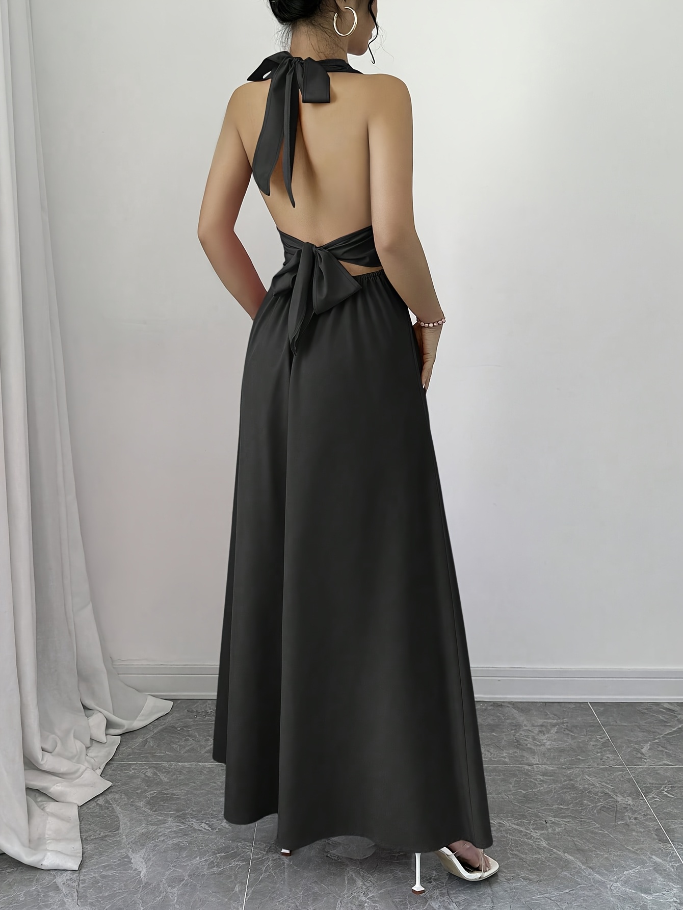 womens v neck maxi dress high slit bow - Temu Mauritius