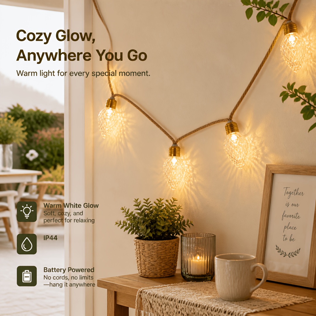 Battery-Powered Hemp Rope Strawberry Light