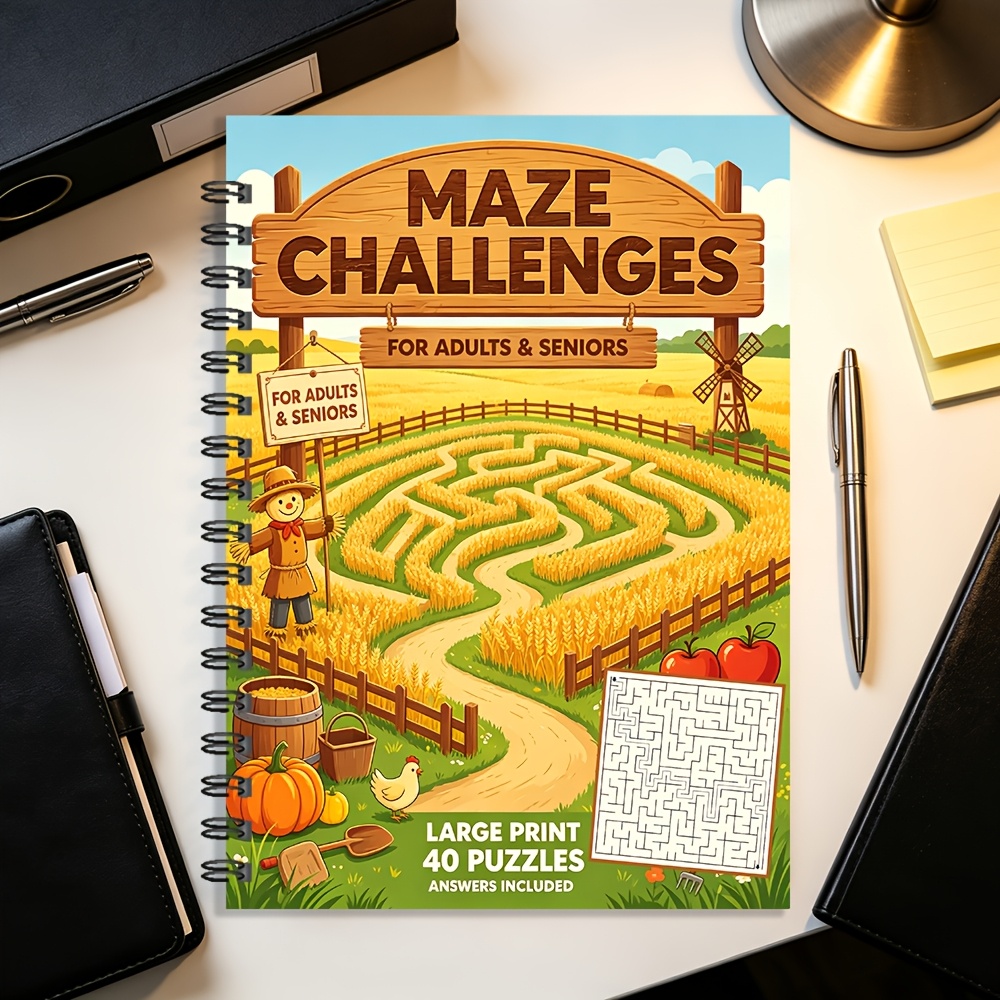 Maze Challenges Book, Brain Teaser for Adults
