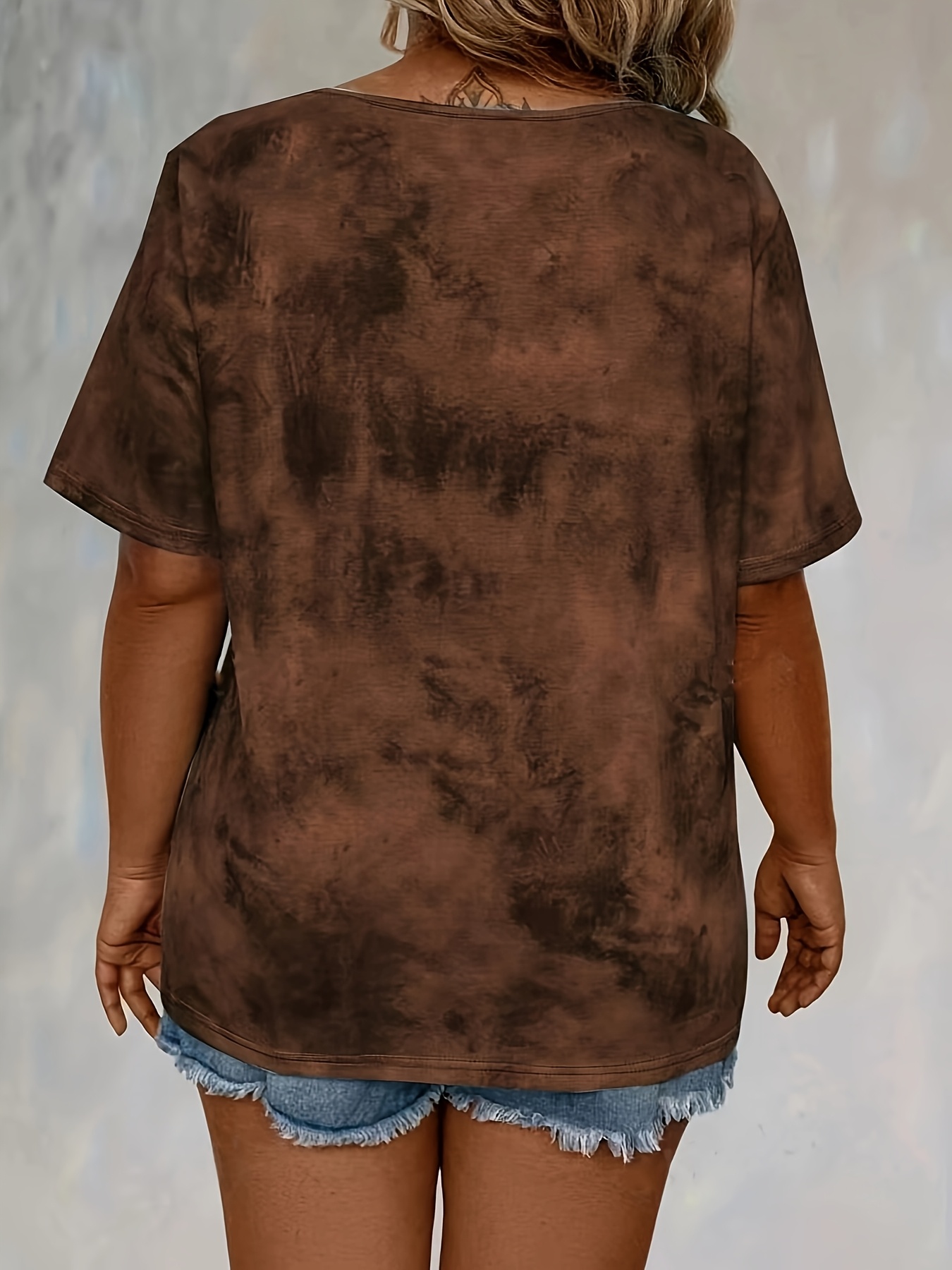 dames plus size t shirt met tie dye print elegante polyester