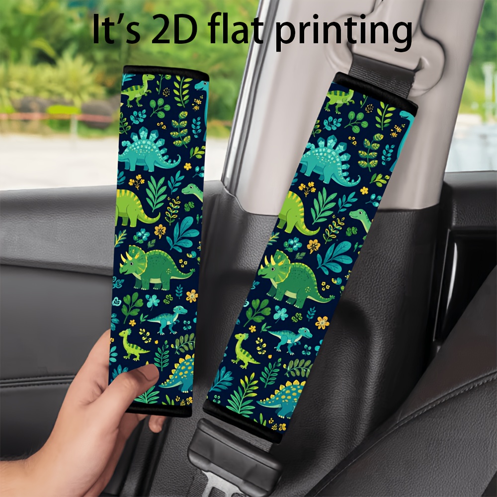 TEMU 2pcs Car Shoulder Pad, Seat Belt Cover, Car Interior Decor Accessories, Cute Cartoon Dinosaur Pattern With , Ideal Gift For , Perfect Funny Car
