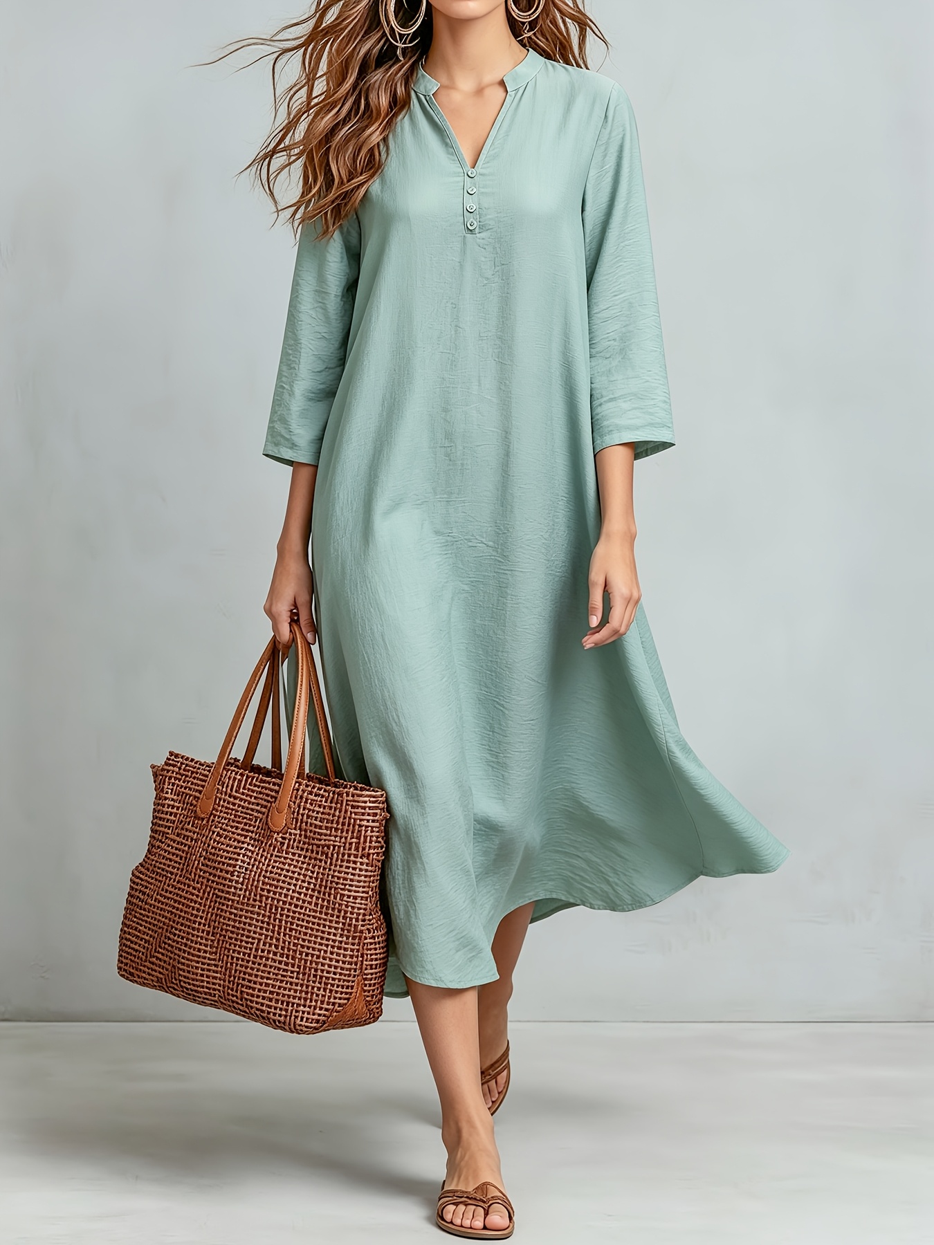 mint green dress casual A-Line Mint Green Floral Midi Cottagecore Corset Dress Mint Green / Medium