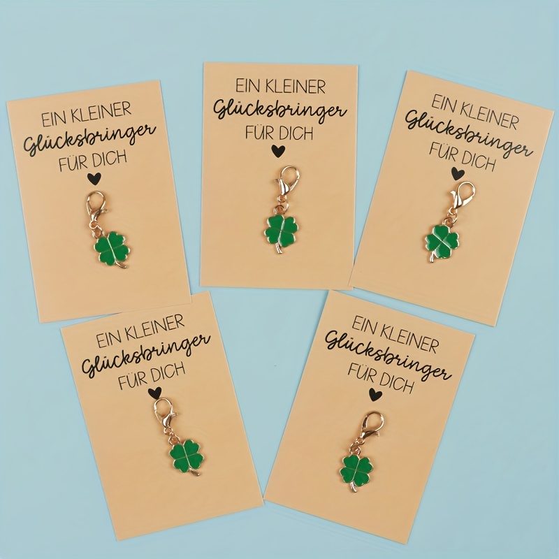 Set Of 5, Clover Pocket Hugs, Charm Keychains, , Pocket Hug, Clover, Perfect For Birthdays, Christmas, And Parties