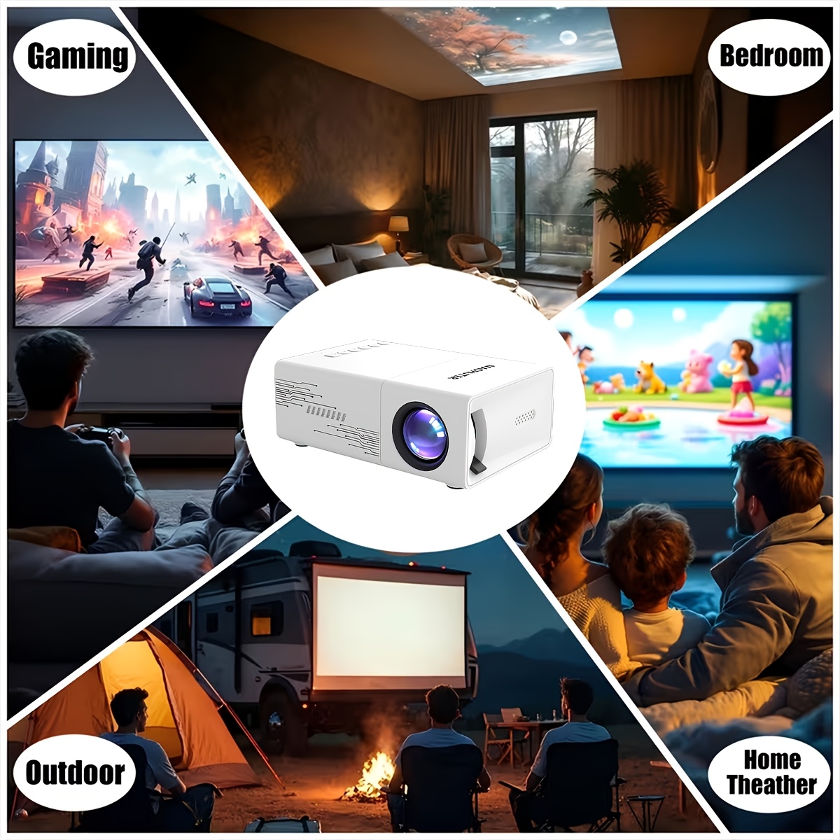 Ultra Compact Projector, Local 240P Video Decoding, Fast Focusing for Sharp Images, Trapezoidal Correction And 180 Degree Rotation, USB And Memory Card Support, Built-In Speaker, Ideal for Travel