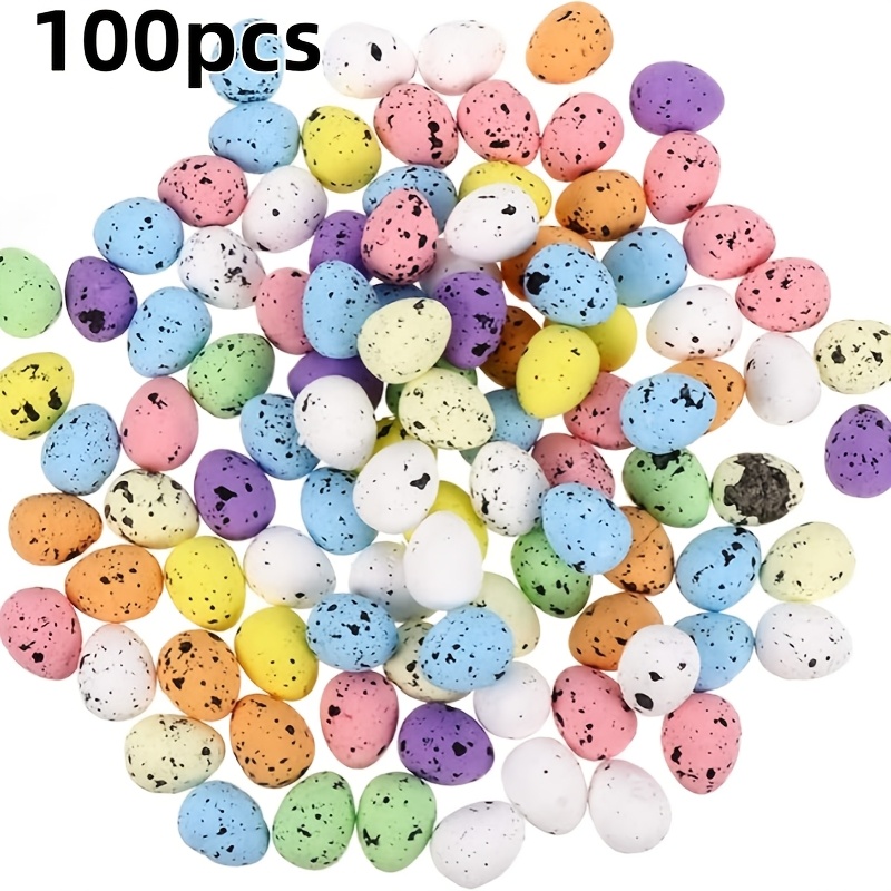 

100pcs 0.71in Mini Artificial Bird Eggs Fake Foam Eggs Diy For Photo Props Crafts Garden Bird Nest Decoration Easter Party Decorations