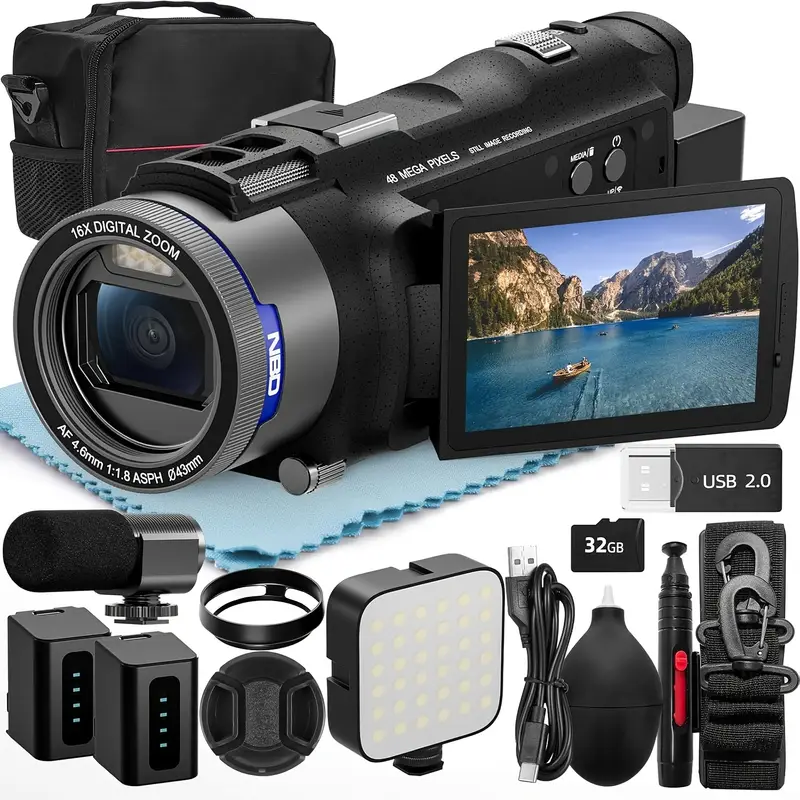 nbd 4k ultra hd camcorder video camera true 48mp vlogging Temu
