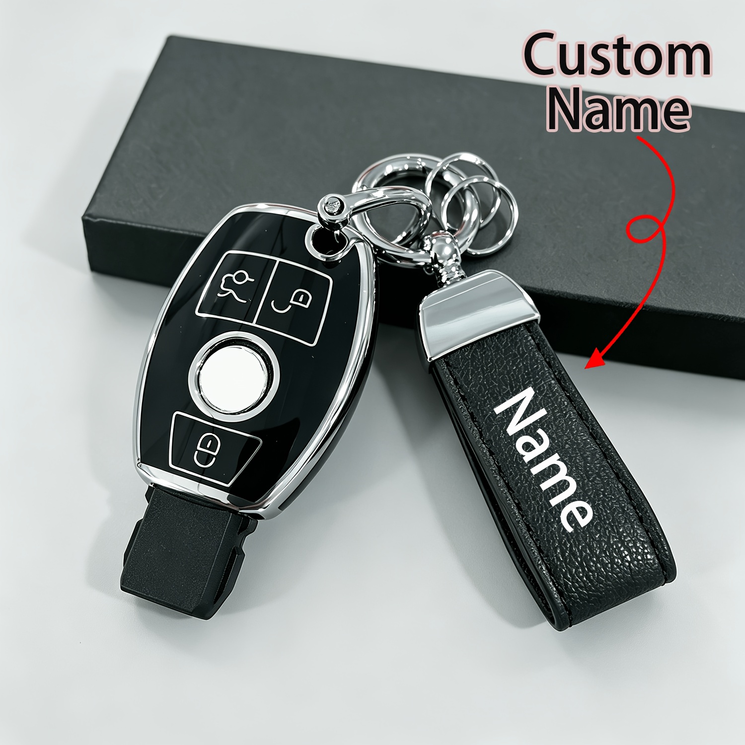 TEMU Personalized Custom For Mercedes-benz Key Cover Key Case. This Full-coverage Car Key Protector Is Suitable For Mercedes-benz Models Including A,