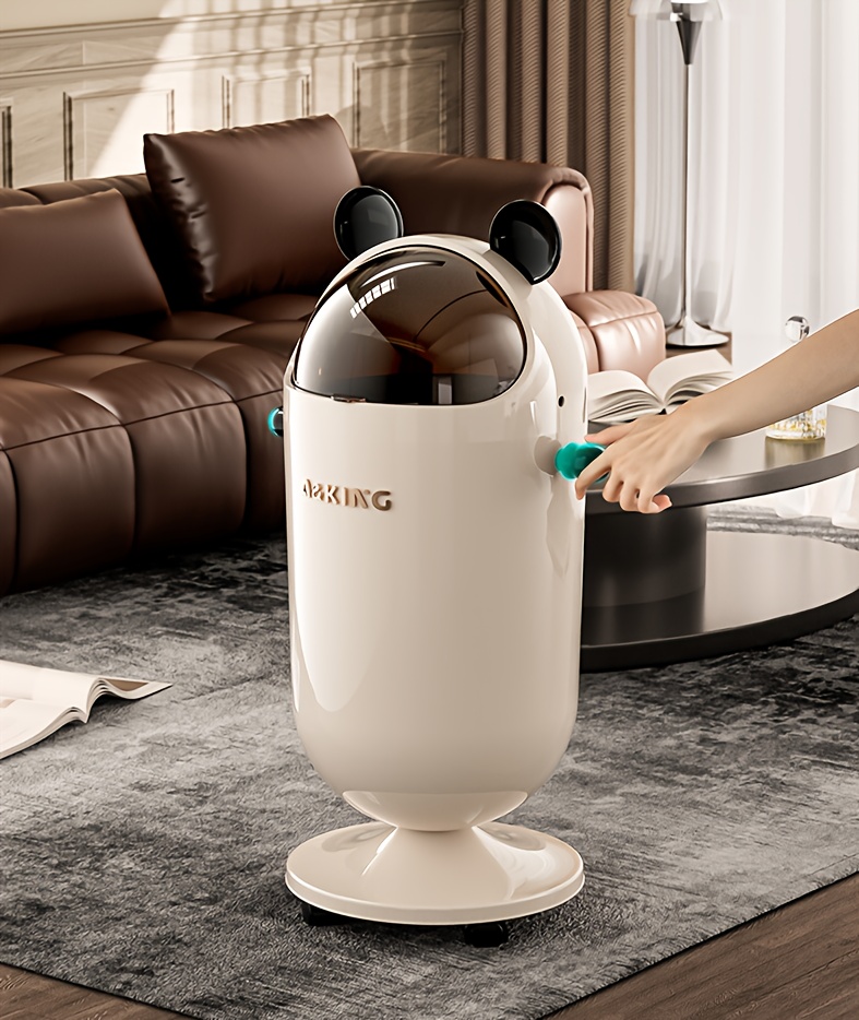 [Heavy-Duty Plastic Trash Can] Modern Heavy-Duty Plastic Trash Can with Wheels & Height-Adjustable Legs - Large-Capacity Cylindrical Bin, Golden/Black/Beige/White/Gray/Black Designs, Manual Operation for Home, Office, Living Room, Kitchen, Bedroom - Space-Saving Mobility Bin, No Electricity Required, Ergonomic Flip Lid for Easy Disposal, Durable Plastic Construction, Ideal for Large Spaces, Narrow Trash Can, Double Garbage Can for Kitchen, Wall Mounted Rubbish Bin, Outdoor Garbage Bin