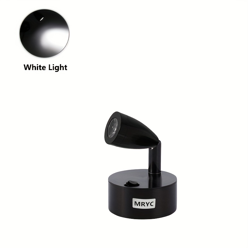 TEMU Projecteur de Bureau 1 pièce, Lumière LED 3W, Alimenté par 3 Piles AAA, Interrupteur à Bouton, Convient pour de Bijoux, Vitrines d' et Chambre,