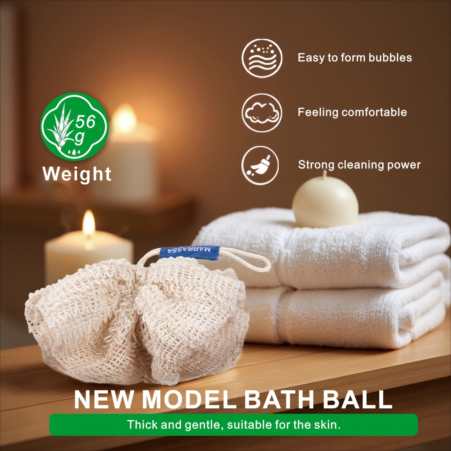 Linen Bath Ball, Gentle Exfoliation, 4 Colors