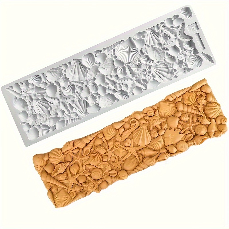 1pc Realistic Conch Starfish Shell Silicone Mold - Fondant , Professional Cake Border Decorator, Baking Tool Artists & Home Bakers