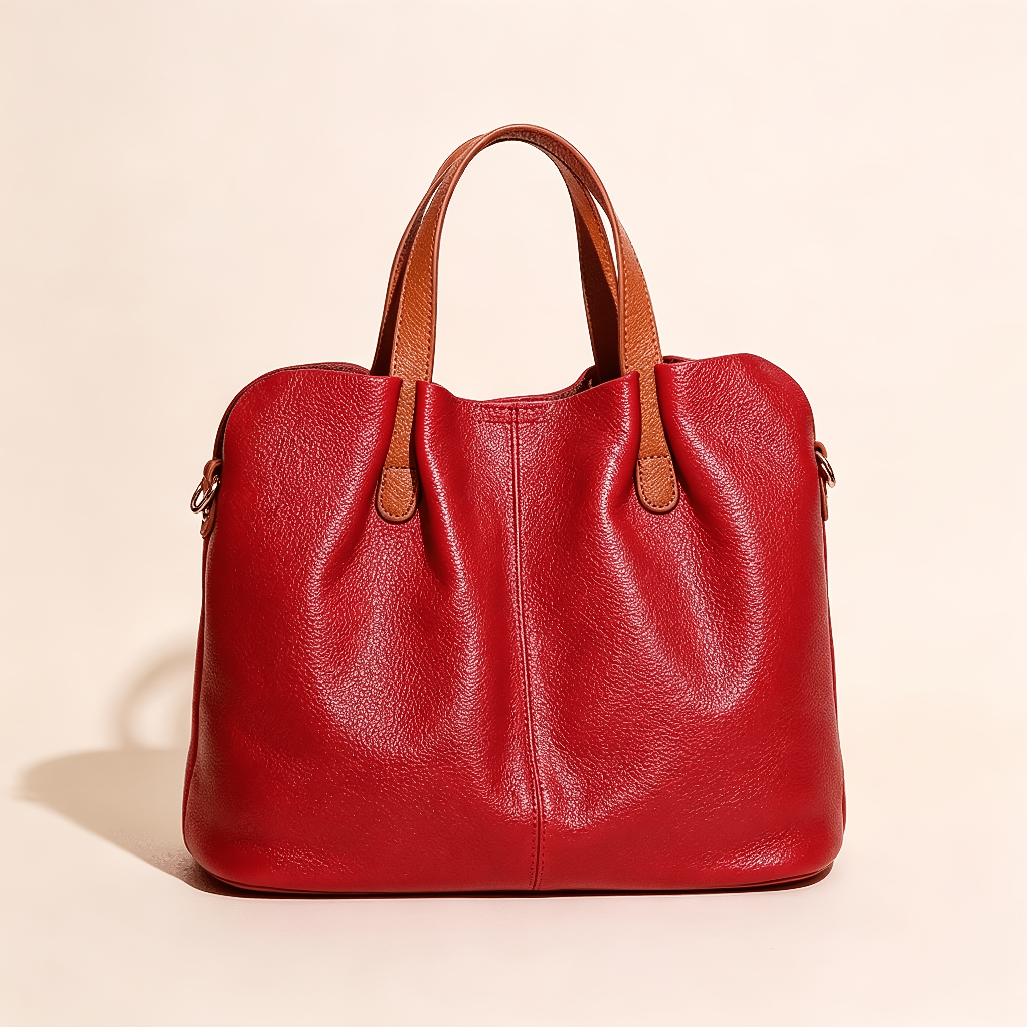 TEMU High-end Genuine Leather Tote Bag With Large Capacity, Perfect For Commuting. Top-grain Cowhide Leather, A Niche Style Women's Crossbody/handbag