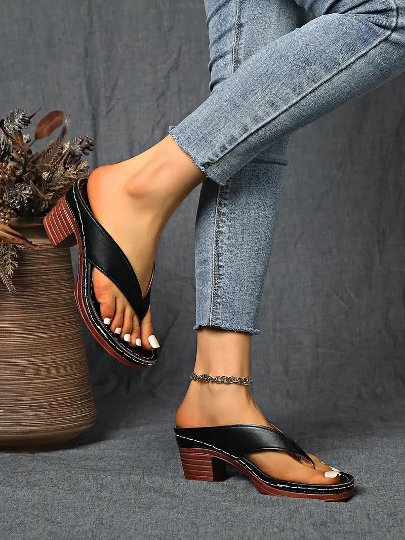 womens split toe wedge sandals slip on block heel synthetic cover upper rubber sole elegant open toe design for casual formal occasions sandals for wide feet durable insole versatile footwear stylish footwear able footwear office wear details 16