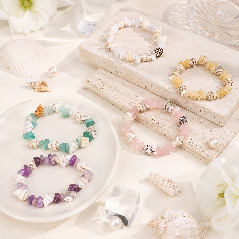 Natural Crystal Crushed Stone Elastic Bracelet, Beach Style Gift