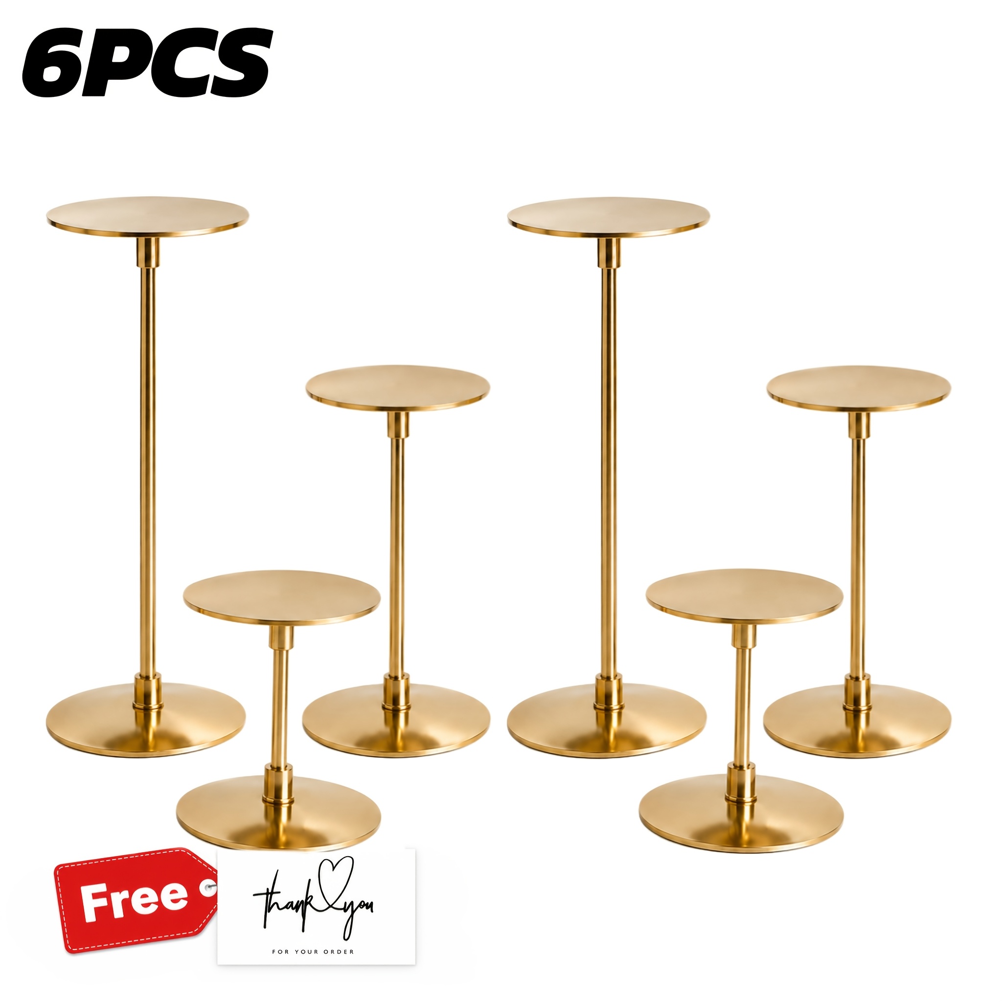 TEMU 6pcs Metal Candlestick Set, Wedding Table Centerpiece Decor, Holders For Parties And Dinners, Suitable For 3/4 Inch Taper Candles. Ramadan,