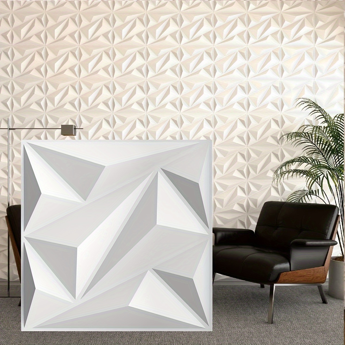 

30pcs 3d Diamond-shaped Textured Wall Sticker, Waterproof Panel For Kitchen, Living Room, Bathroom, Corridor, Office, Home And Dormitory Decor
