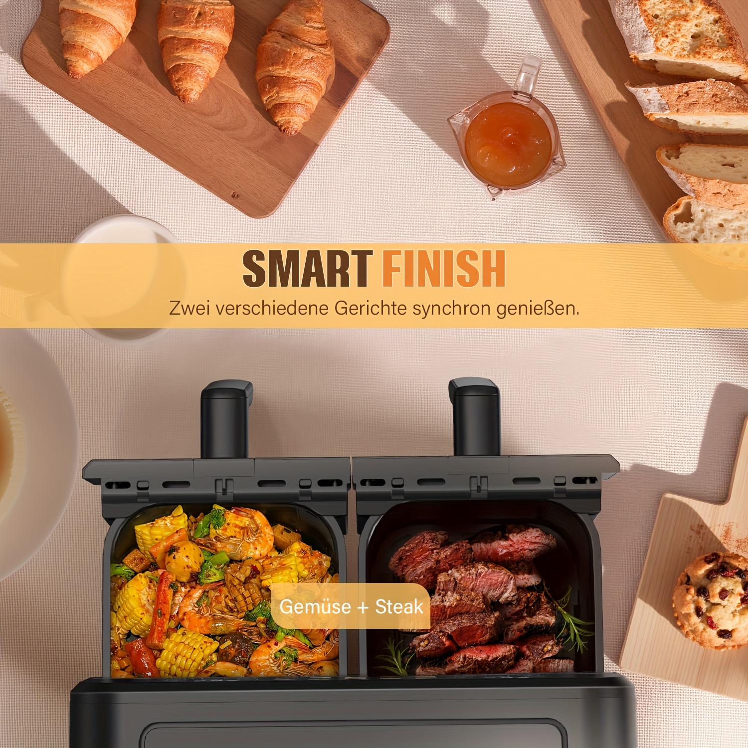 10.5L 10-in-1 Dualzone Airfryer met 2 aparte frituurmanden