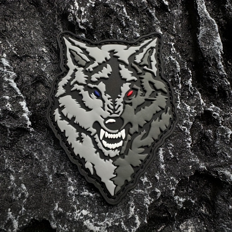 

1pc Wolf Head Morale Badge With Adhesive Back 3dpvc Armband Patch Badge For Backpacks, Apparel, Helmet Armband