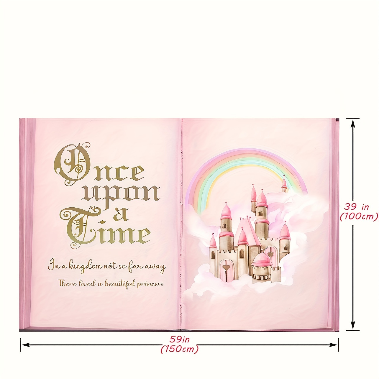 1pc once upon a time backdrop pink fairytale castle giant book rainbow photography background girls princess birthday party photobooth backdrops supplies cake table decorations banner decorations