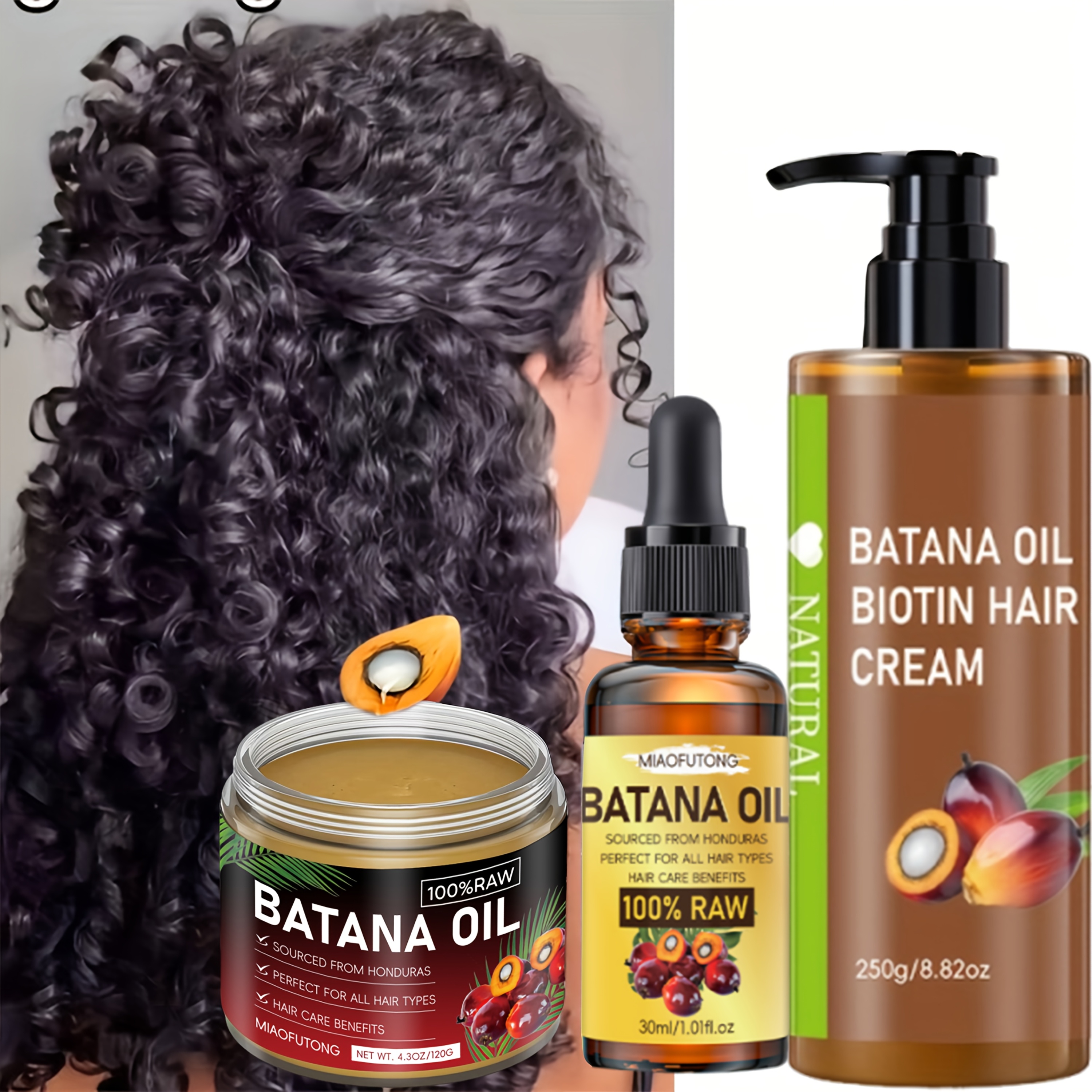 TEMU Honduras Dr. Batana Oil 3pcs Set | Cold-pressed Unrefined Base Carrier Oil | Unrefined Batana Oil Hair Mask | Quickly Moisturizes Scalp And Hair