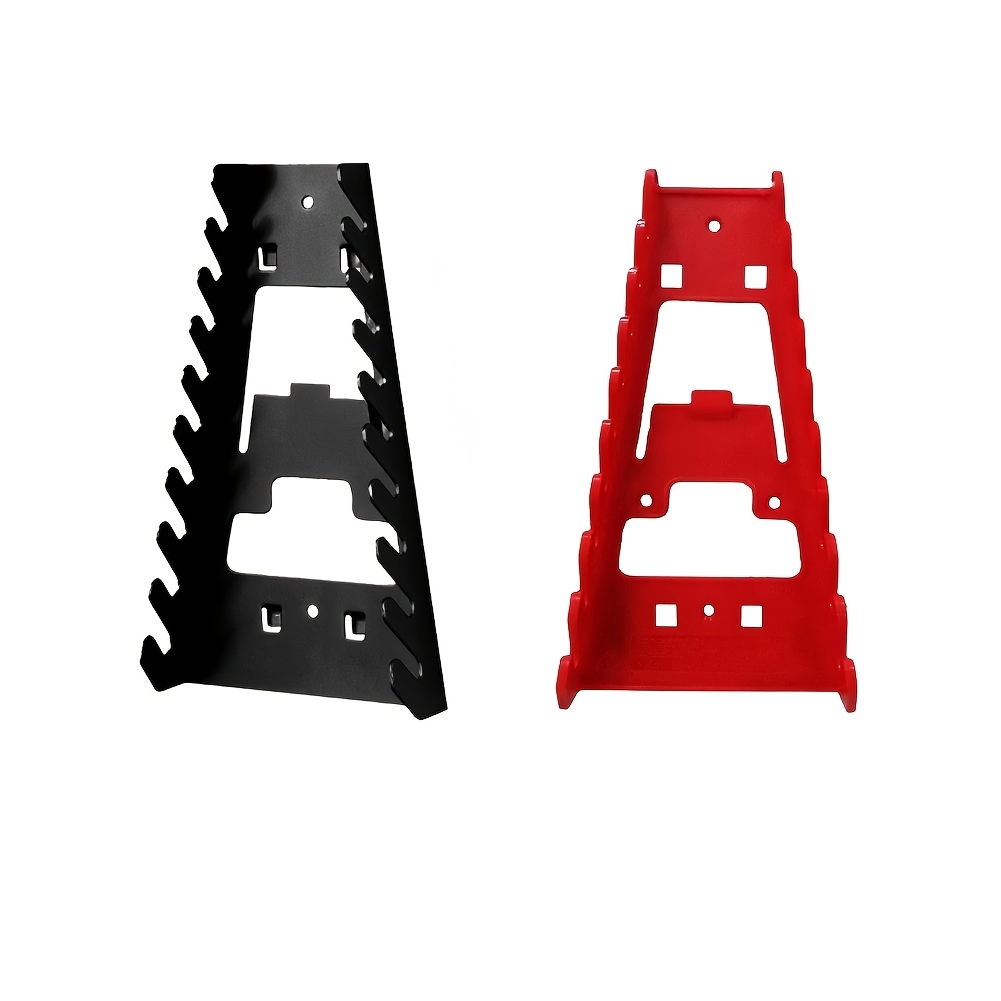 E-shop 2 Stk. wandmontierte Schraubenschlüssel-Sortierhalterung, mehrschlitziger Haken-Schraubenschlüssel-Aufbewahrungsständer (Rot Schwarz)