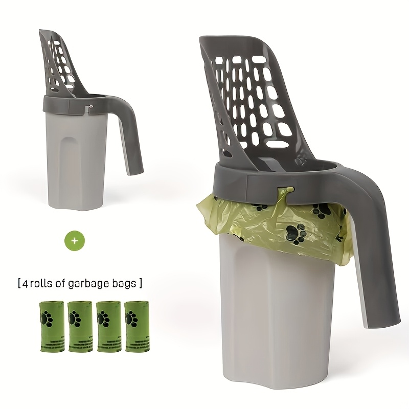 TEMU Large-capacity Cat Litter Shovel With Integrated Trash Can - Portable Easy-to-clean Plastic Pet Feces Shovel