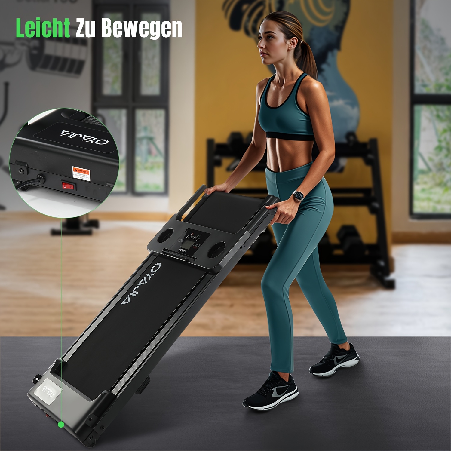 TEMU 2-in-1 Folding Treadmill Walking And Running Machine 2.0hp -12km H Speed Control Led 4-display Control Panel 12-steps Sound 3-mode Fitness