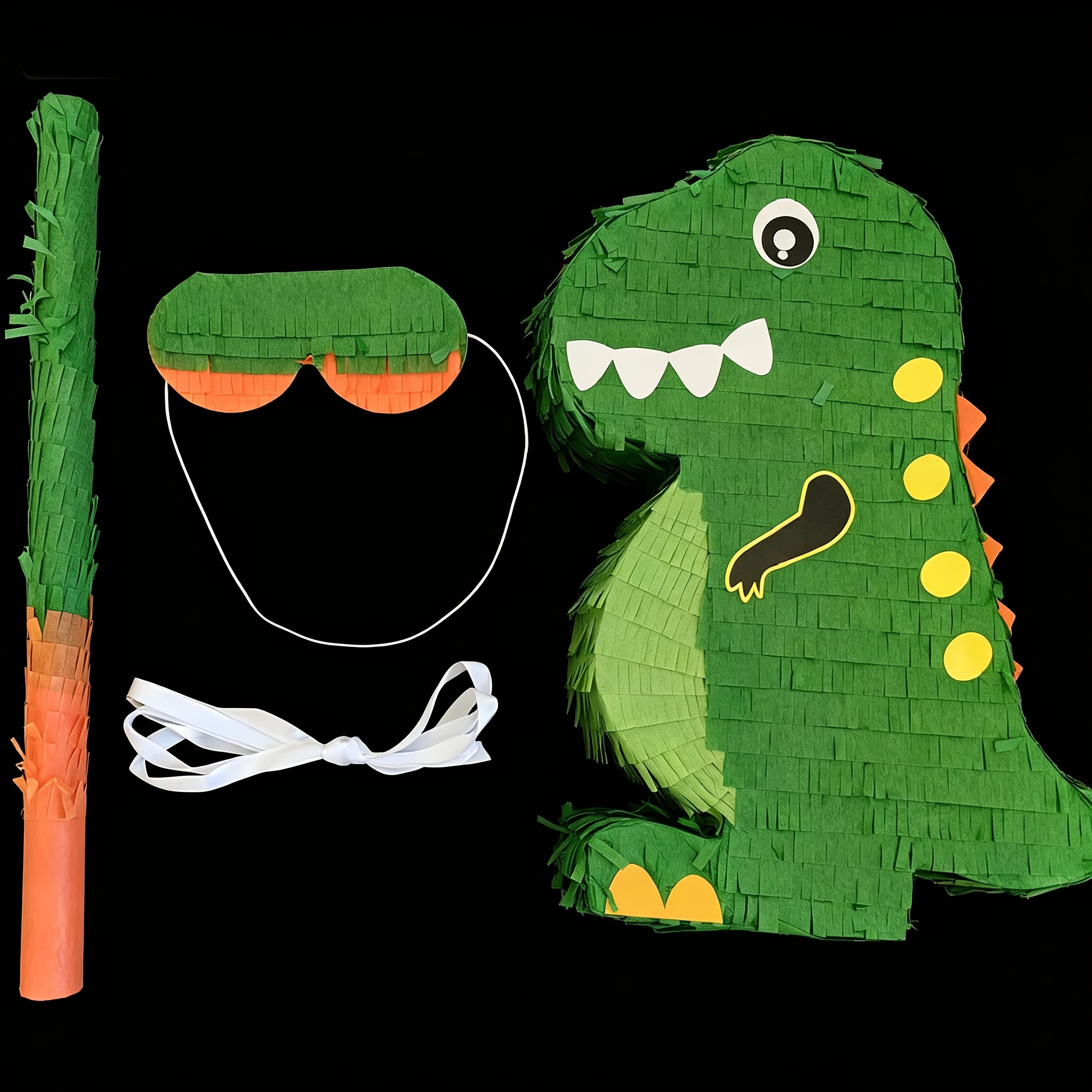 TEMU 1 SET de 4 pinatas dinosaures avec bandeau et sangle de suspension de chauve-souris, parfait pour les fêtes d'anniversaire sur le thème des