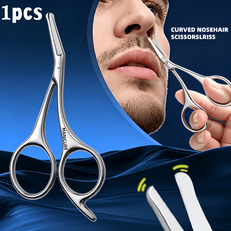 TEMU 1pc Nose Hair Scissors, Stainless Steel Round Tip Design, Unisex Care Tool. Round Tip Arc Fits Nasal Structure, Effectively Preventing Scratches