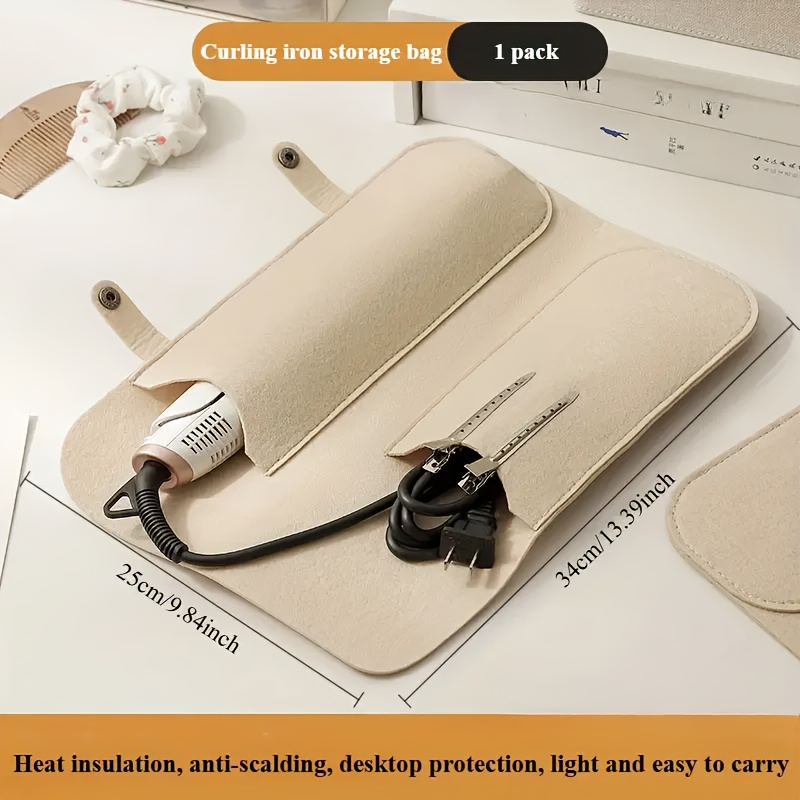 TEMU Hairdressing Tool Storage Bag - Travel Organizer With Double , Durable Fabric, Ideal For Curling Irons, Straighteners, Flat Combs, And Hair