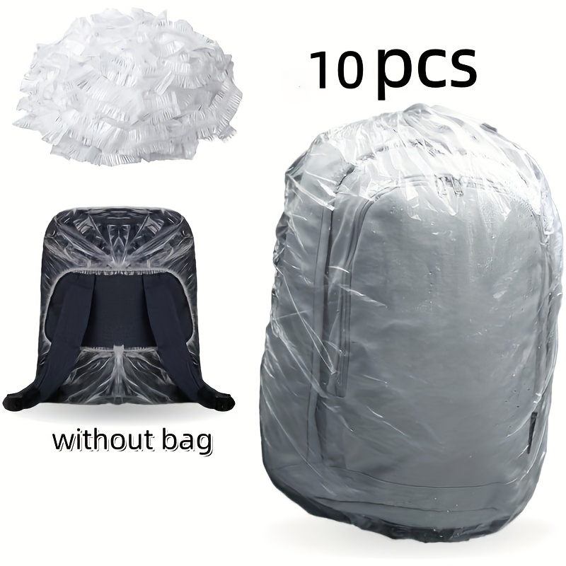 TEMU 10pcs Pack Disposable Backpack Rain Covers Suitable For Outdoor, Cover With Elastic Band, Lightweight Portable For, Travel, - Fits Backpacks