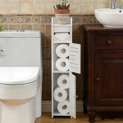 toilet paper storage containers small bathroom storage cabinet pvc storage cabinet designed for tight spaces easy to assemble and durable multifunctional toilet paper rack cabinet suitable for bathroom and living room valentines day gift